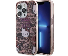 Apple iPhone 14 Pro Hello Kitty dėklas IML Tags Graffiti (HKHCP14LHDGPTP) rožinės spalvos