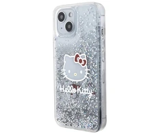 Apple iPhone 13 / 14 / 15 Hello Kitty dėklas Liquid Glitter Charms Kitty Head (HKHCP14SLIKHET) sidabrinės spalvos