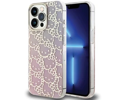 Apple iPhone 14 Pro Max Hello Kitty dėklas IML Gradient Electrop Crowded Kitty Head (HKHCP14XHCHPEP) rožinės spalvos