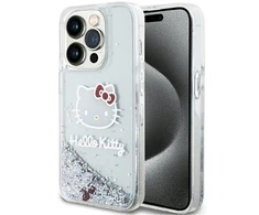 Apple iPhone 14 Pro Max Hello Kitty dėklas Liquid Glitter Charms Kitty Head (HKHCP14XLIKHET) sidabrinės spalvos