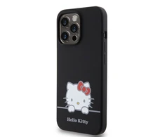 Hello Kitty Liquid Silicone Daydreaming Logo dėklas telefonui Apple iPhone 13 Pro juodos spalvos