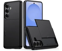 Hurtel AMORUS Samsung Galaxy S26 dėklas su išstumdomu kortelių laikikliu - Juodas