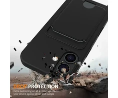 Dėklas Hurtel iPhone 17 TPU Case with Card Holder and Crossbody Lanyard - Juodas