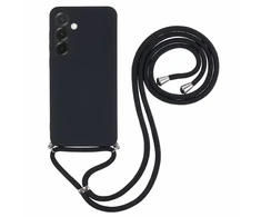 Dėklas Hurtel Samsung Galaxy A17 5G / A17 4G Case with Fiber Lining and Crossbody Strap – juodos spalvos
