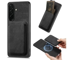 Dėklas Hurtel Samsung Galaxy S26 Case with Detachable Card Holder, MagSafe Compatible, Synthetic Leather – juodos spalvos