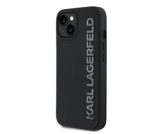Karl Lagerfeld 3D Rubber Glitter Logo Apple iPhone 13 dėklas telefonui juodos spalvos