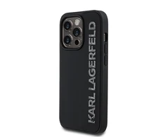 Karl Lagerfeld 3D Rubber Glitter Logo Apple iPhone 14 Pro dėklas telefonui juodos spalvos