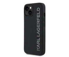 Karl Lagerfeld 3D Rubber Glitter Logo Apple iPhone 14 dėklas telefonui juodos spalvos