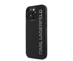 Karl Lagerfeld 3D Rubber Glitter Logo Apple iPhone 15 Pro Max dėklas telefonui juodos spalvos