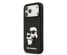 Karl Lagerfeld 3D Rubber Karl and Choupette dėklas skirtas Apple iPhone 17 Pro Max juodos spalvos