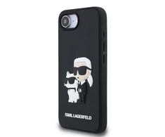 Karl Lagerfeld 3D Rubber Karl and Choupette dėklas skirtas Apple iPhone 16e juodos spalvos