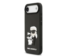Karl Lagerfeld 3D Rubber Karl and Choupette dėklas skirtas iPhone Air juodos spalvos