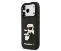 Karl Lagerfeld 3D Rubber Karl and Choupette dėklas skirtas Apple iPhone 17 Pro juodos spalvos