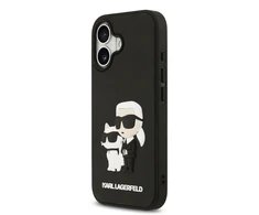 Karl Lagerfeld 3D Rubber Karl and Choupette dėklas skirtas Apple iPhone 17 juodos spalvos