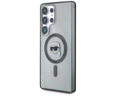 Karl Lagerfeld Button Karl Head Printed Logo MagSafe Samsung Galaxy S25 Ultra dėklas telefonui juodos spalvos