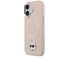 Karl Lagerfeld Choupette Pin MagSafe dėklas Apple iPhone 17 rožinės spalvos
