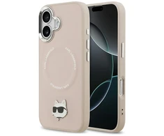 Karl Lagerfeld Choupette Pin MagSafe dėklas skirtas Apple iPhone 17 rožinės spalvos