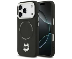 Karl Lagerfeld Choupette Pin MagSafe dėklas skirtas Apple iPhone 17 Pro juodos spalvos