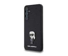 Samsung Galaxy A55 5G Karl Lagerfeld dėklas Fixed Glitter Ikonik Logo Metal Pin (KLHCSA55GKNPSK) juodos spalvos