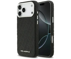 Karl Lagerfeld Grained PU Repeated Logo MagSafe dėklas skirtas Apple iPhone 17 Pro Max juodos spalvos