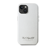 Karl Lagerfeld Grained PU Hotel RSG dėklas telefonui Apple iPhone 15 pilkos spalvos