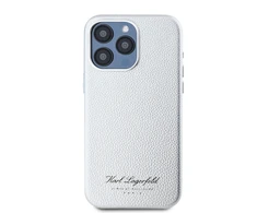Karl Lagerfeld Grained PU Hotel RSG dėklas telefonui Apple iPhone 15 Pro Max pilkos spalvos