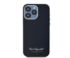 Karl Lagerfeld Grained PU Hotel RSG dėklas telefonui Apple iPhone 15 Pro Max juodos spalvos