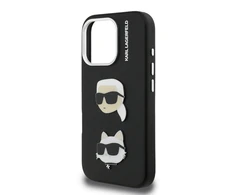Karl Lagerfeld Grained PU K&CH Heads dėklas skirtas Apple iPhone 16 Pro Max juodos spalvos