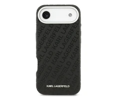 Karl Lagerfeld Grained PU Repeated Logo MagSafe dėklas skirtas Apple iPhone Air juodos spalvos