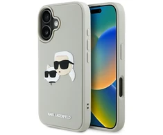 Dėklas Karl Lagerfeld HC 3D Rubber Double Heads Apple iPhone 16 smėlio spalva