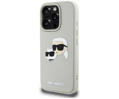 Dėklas Karl Lagerfeld HC 3D Rubber Double Heads Apple iPhone 16 Pro smėlio spalva