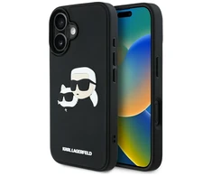Dėklas Karl Lagerfeld HC 3D Rubber Double Heads Apple iPhone 16 juodos spalvos