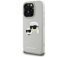 Dėklas Karl Lagerfeld HC 3D Rubber Double Heads Apple iPhone 16 Pro Max smėlio spalva