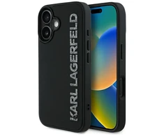 Dėklas Karl Lagerfeld HC 3D Rubber Elongated Glitter Apple iPhone 16 juodos spalvos