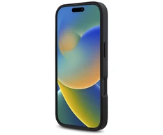 Dėklas Karl Lagerfeld HC Grained PU Cardslot Metal Signature skirtas Apple iPhone 16 Pro juodos spalvos