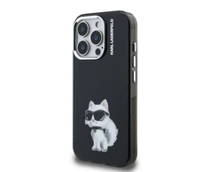 Karl Lagerfeld IML Aquarelle Choupette dėklas Apple iPhone 15 Pro Max juodos spalvos