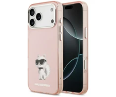 Karl Lagerfeld IML Aquarelle Choupette &amp; Logo MagSafe dėklas skirtas Apple iPhone 17 Pro rožinės spalvos