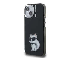 Karl Lagerfeld IML Aquarelle Choupette dėklas Apple iPhone 15 juodos spalvos