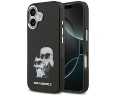 Karl Lagerfeld IML Aquarelle Karl and Choupette dėklas skirtas Apple iPhone 17 juodos spalvos
