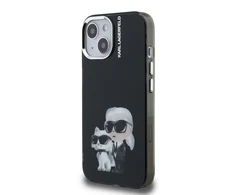 Karl Lagerfeld IML Aquarelle Karl and Choupette dėklas Apple iPhone 15 juodos spalvos
