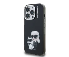 Karl Lagerfeld IML Aquarelle Karl and Choupette dėklas Apple iPhone 15 Pro Max juodos spalvos