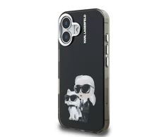 Karl Lagerfeld IML Aquarelle Karl and Choupette dėklas Apple iPhone 16 juodos spalvos