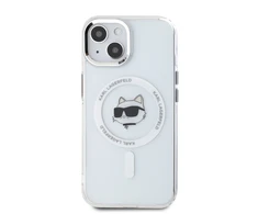 Karl Lagerfeld KLHMP15SHLSCHH Apple iPhone 15 6.1″ baltos spalvos kietas dėklas IML Metal Choupette Head MagSafe
