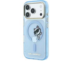 Karl Lagerfeld IML Choupette Peekaboo Magsafe dėklas, skirtas iPhone 18 Pro Max, mėlynas