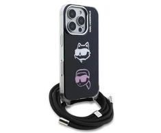 Karl Lagerfeld IML Crossbody K&CH Heads dėklas skirtas Apple iPhone 16 Pro Juodas