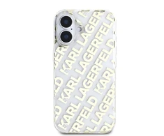 Karl Lagerfeld IML Electroplated Repeated Logo Apple iPhone 16 dėklas telefonui aukso spalvos