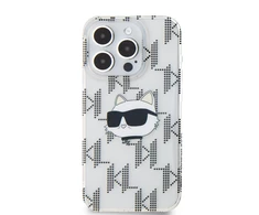 Karl Lagerfeld KLHCP15XHKLPCHT Apple iPhone15 Pro Max 6.7″ skaidrus kietas dėklas IML Choupette Head &amp; Monog