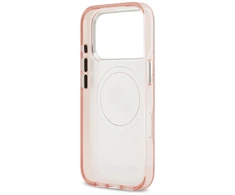 Karl Lagerfeld IML Glitter Karl &amp; Choupette Heads Logo MagSafe dėklas Apple iPhone 17 Pro rožinės spalvos