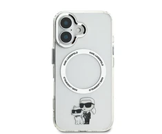 Karl Lagerfeld IML Karl and Choupette MagSafe Apple iPhone 16 dėklas telefonui skaidrus