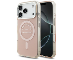 Karl Lagerfeld IML Karl RSG Logo MagSafe dėklas skirtas Apple iPhone 17 Pro rožinės spalvos